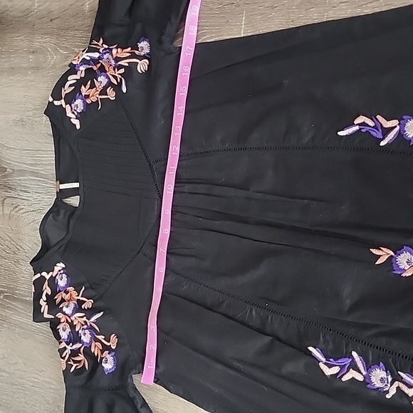 Free People Pavlo Embroidered Boho Babydoll Dress XS Black - Picture 6 of 11